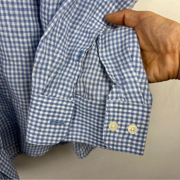 Tricots St Raphael 100% linen button Gingham shirt XL - Picture 5 of 6